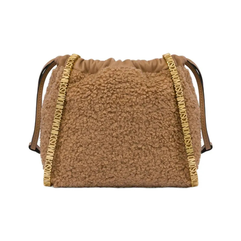 MOSCHINO Faux Shearling Drawstring Shoulder Bag-1
