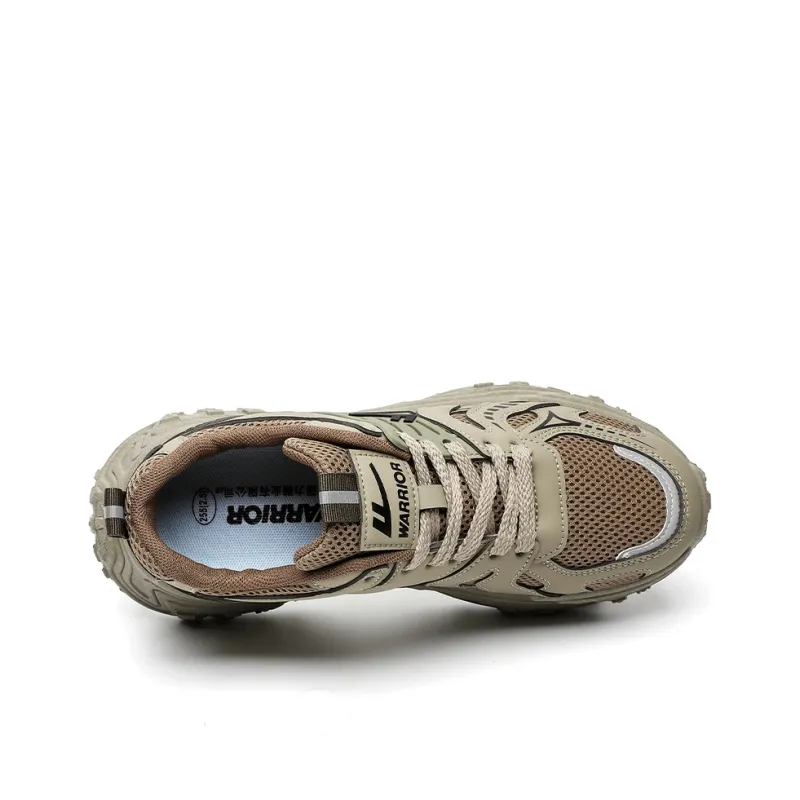 Warrior Abrasion Resistant Height Increasing Low Top Chunky Sneakers Men's Army Green-2