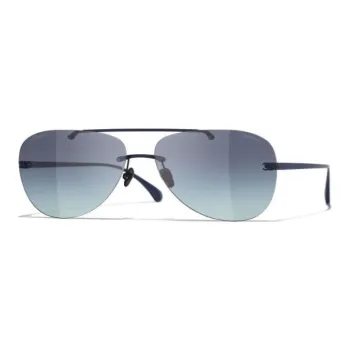 CHANEL Titanium Aviator Sunglasses Unisex Blue