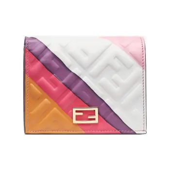 FENDI Baguette Cow Leather Wallet Small Size Women's Multicolor