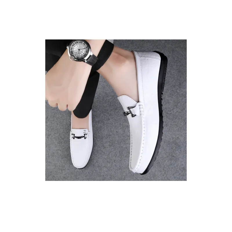 Abango Gommino Loafers Unisex White/Black/Brown-5
