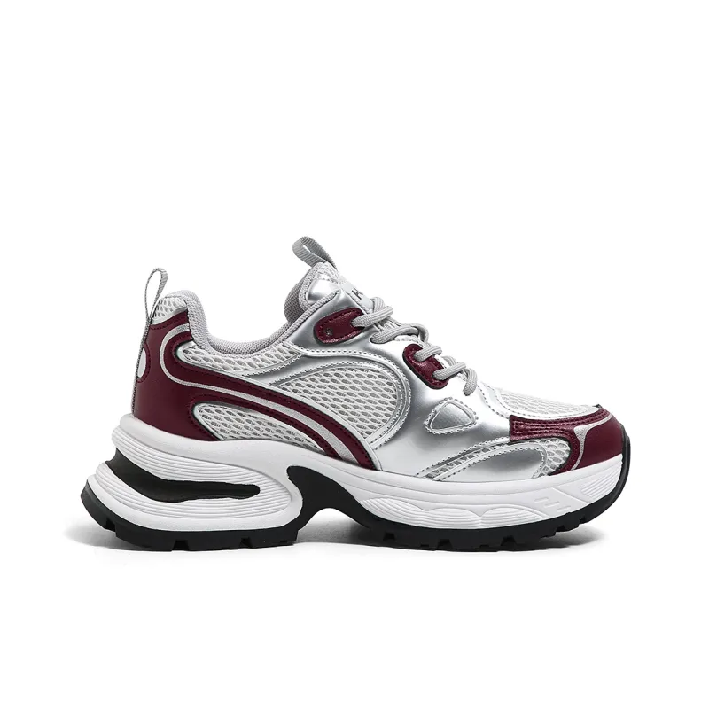HUANQIU Cushioning Height Increase, Breathable, Slip Resistant Low Top Chunky Sneakers Women's-1
