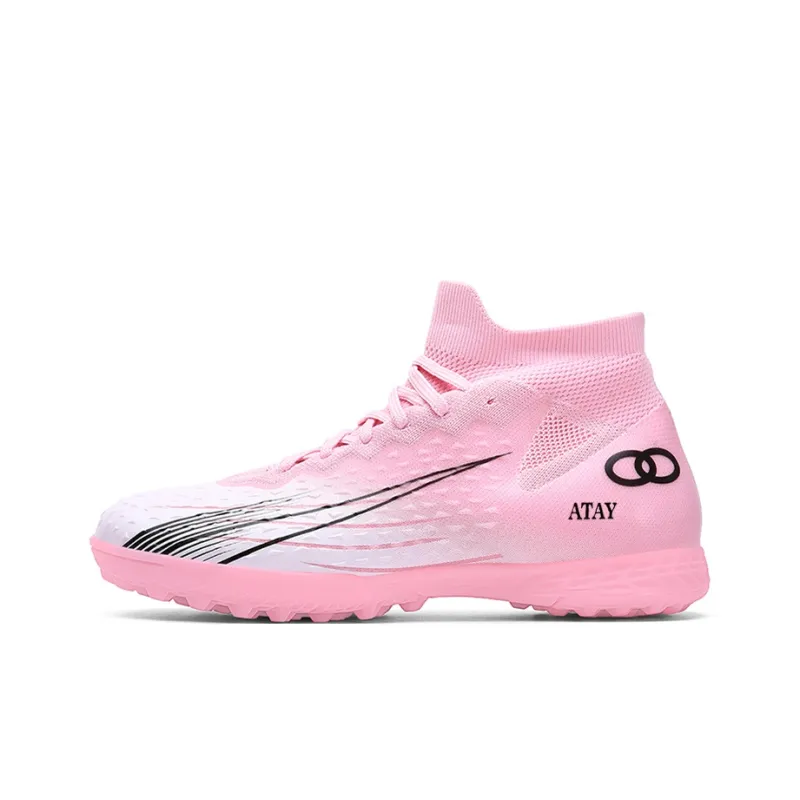 ATAY AG Rubber Short Studs TF Rubber Broken Studs Cushioned Slip-Resistant Abrasion-Resistant Soccer Shoes Unisex Pink-0