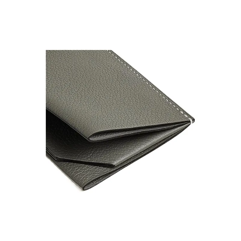 HERMES Evercolor Calfskin Wallets Card Holders Unisex 0L Grismeyer Cumulus Gray-4