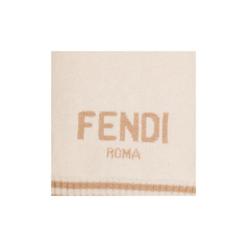 FENDI Cashmere Knit Scarves Kids' Beige Apricot-2
