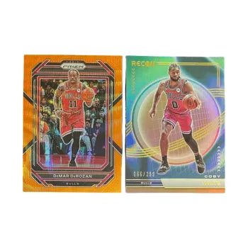 PANINI 2022 23 Prizm Bulls DeMar DeRozan Orange Ripple 02/60 Kobe White 299 2 Card Products Included Sports Cards 2 Pcs