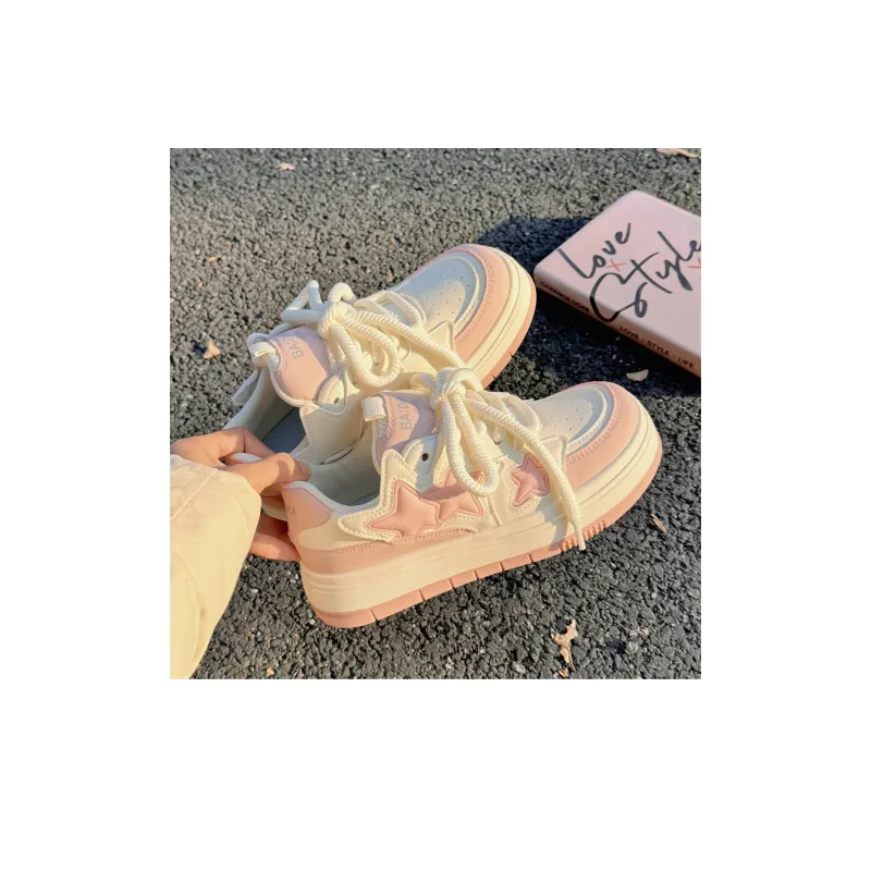 Miss Zhang Cushioned Wear-Resistant Lightweight Height Increasing Low-Top Skateboard Shoes Women's Greige-17