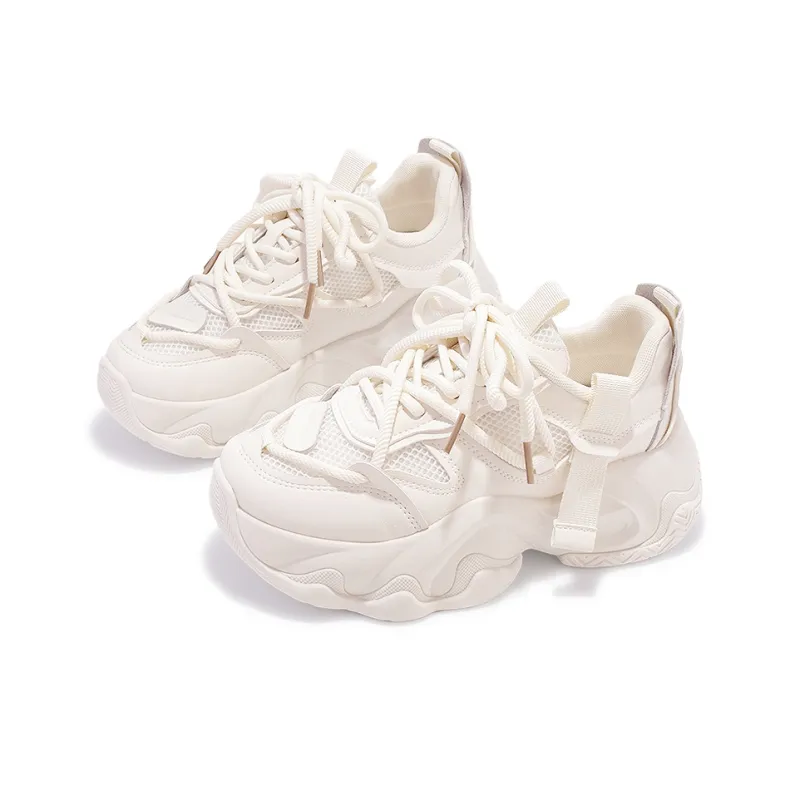 SNXR Anti-Slip Wear-Resistant Waterproof And Breathable Low-Top Chunky Sneakers Women's Beige-47