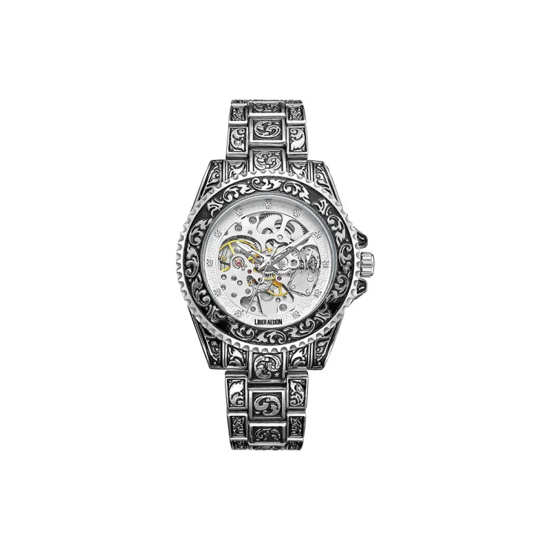 LIBER AEDON Mechanical Movement Cut Out Dial Men's Watches-7