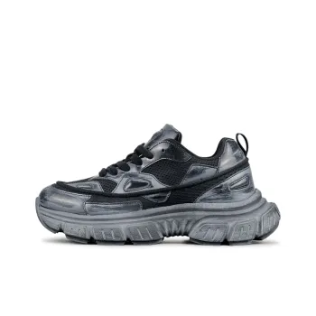LuzaoT SUPER DRAG Anti-Slip Wear-Resistant Low-Top Chunky Sneakers Unisex Black Gray Matte