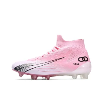 ATAY AG Rubber Short Studs TF Rubber Broken Studs Cushioned Slip-Resistant Abrasion-Resistant Soccer Shoes Unisex Pink