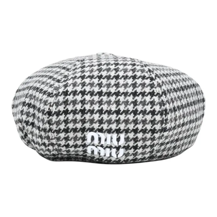 MIU MIU Fabric Berets Women's Black White-0