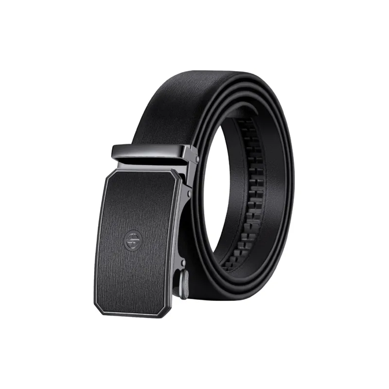 AOKANG Business Casual Belt For Men With Automatic Buckle Cow Leather Belts Men's Black Width 3.5CM-0