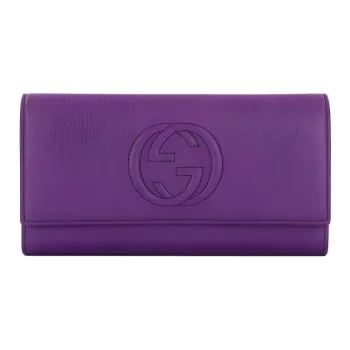 GUCCI Soho Leather Wallet Women's Eggplant Purple