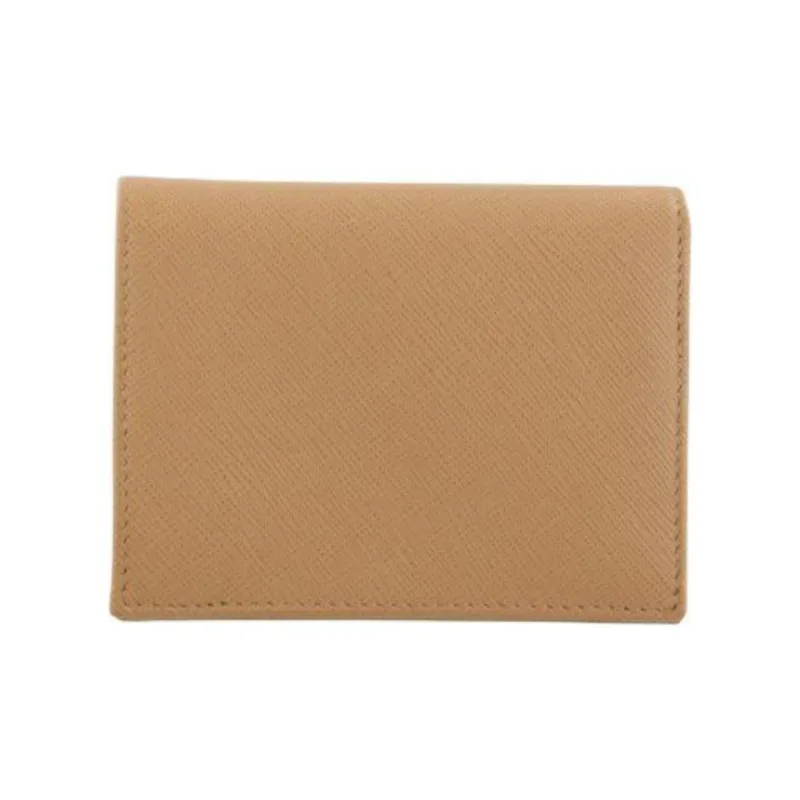 PRADA Leather Wallet Women's Beige-2