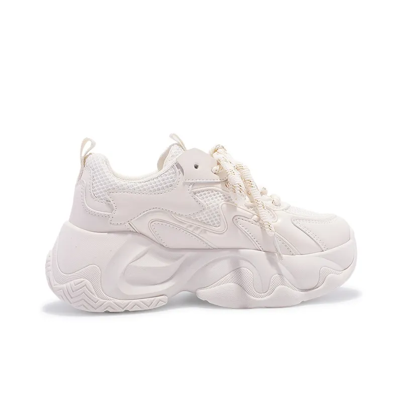 SNXR Anti-Slip Wear-Resistant Waterproof And Breathable Low-Top Chunky Sneakers Women's Beige-58