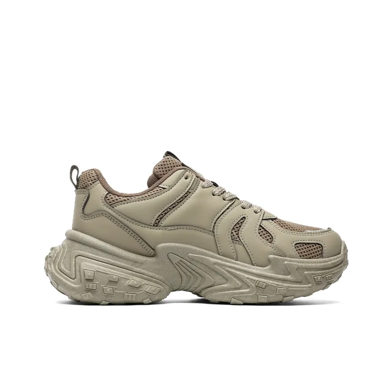 Warrior Abrasion Resistant Height Increasing Low Top Chunky Sneakers Men's Army Green-1