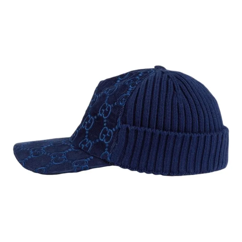 GUCCI Corduroy, Velvet Baseball Caps Men's Blue-1