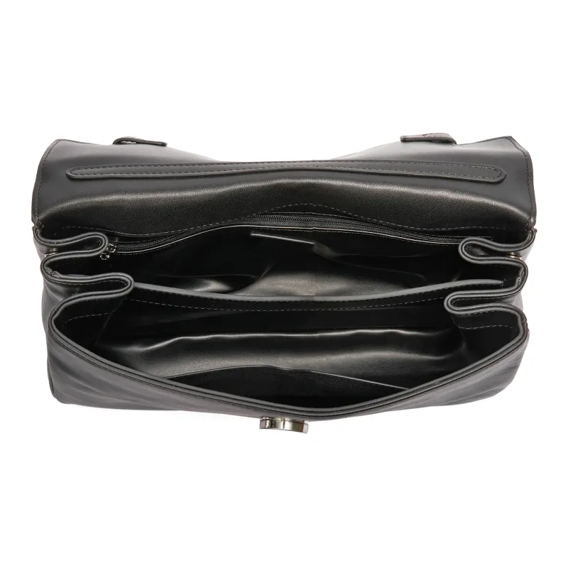 BELLE Cow Leather/Artificial Leather Handbag, Crossbody Bag Women's Black/Coffee-3