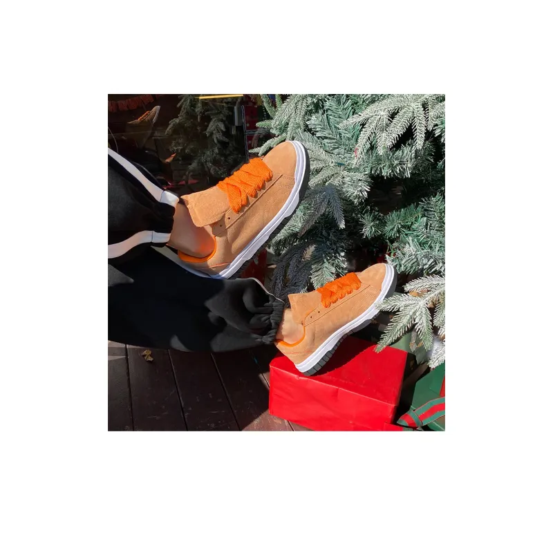 Shionpo Slip Resistant Cushioning Wear Resistant Breathable Low Top Skateboard Shoes Unisex Orange-11