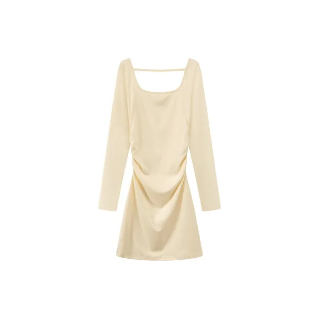 CHUU Long Sleeved Dresses Women's White Apricot-1