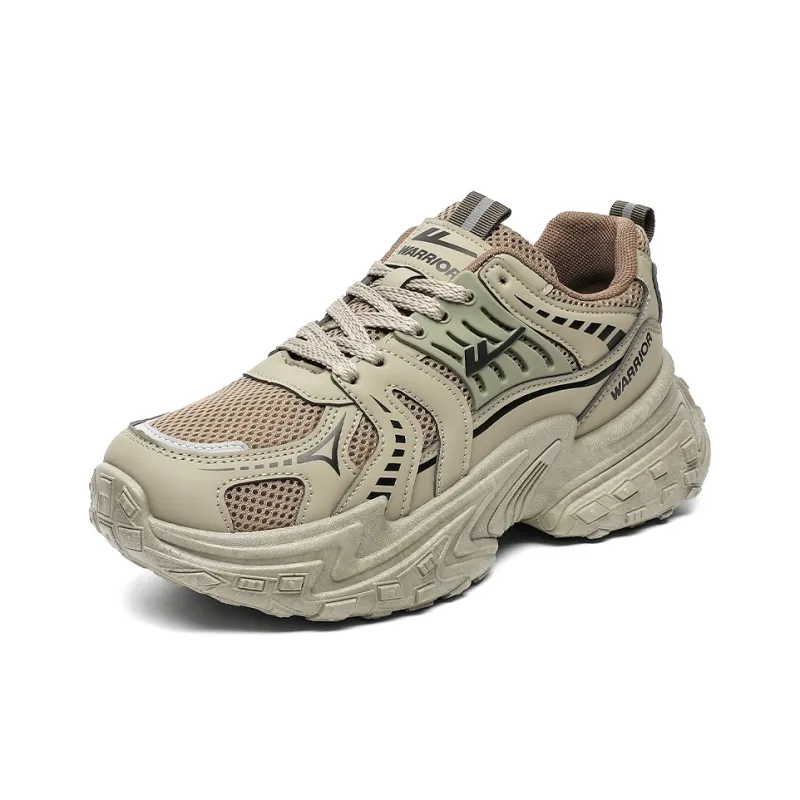 Warrior Abrasion Resistant Height Increasing Low Top Chunky Sneakers Men's Army Green-4