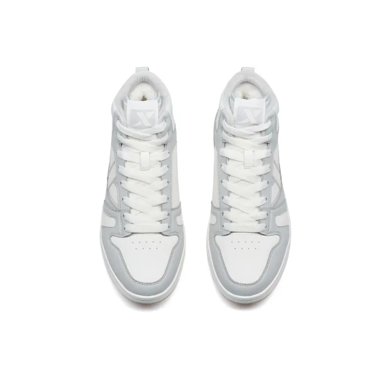 XTEP MAXX LITE Wear-Resistant High-Top Skateboard Shoes Men's Sail White/Moonstone Gray-5