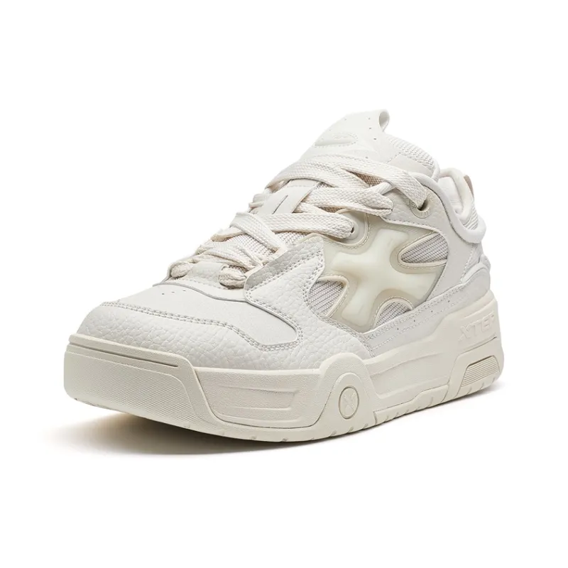 XTEP Star X Stars Wear Resistant Low Top Skateboard Shoes Men's White Sand Gray-2