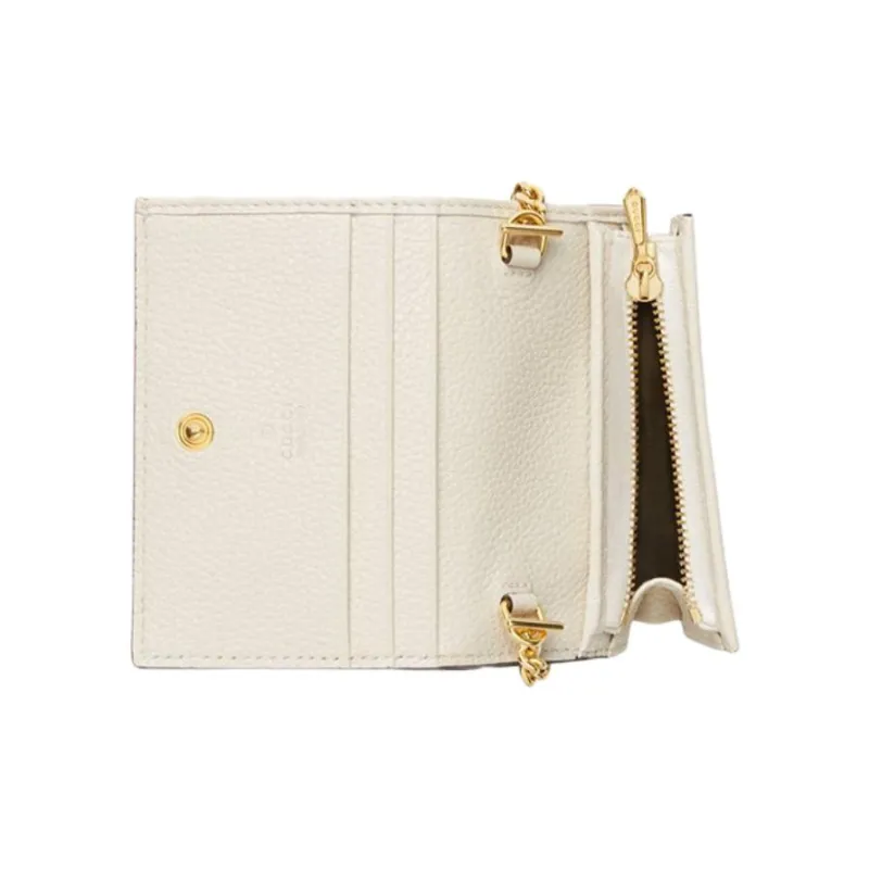 GUCCI Zumi Grained Leather Wallet Handbag With Card Holder Regular Women's White-2