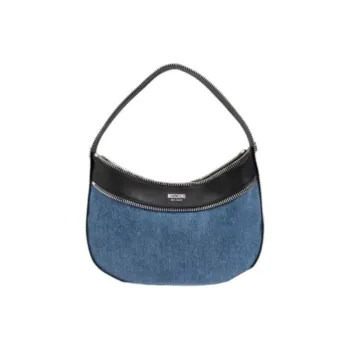 MOSCHINO Logo Lettering Denim Shoulder Bag