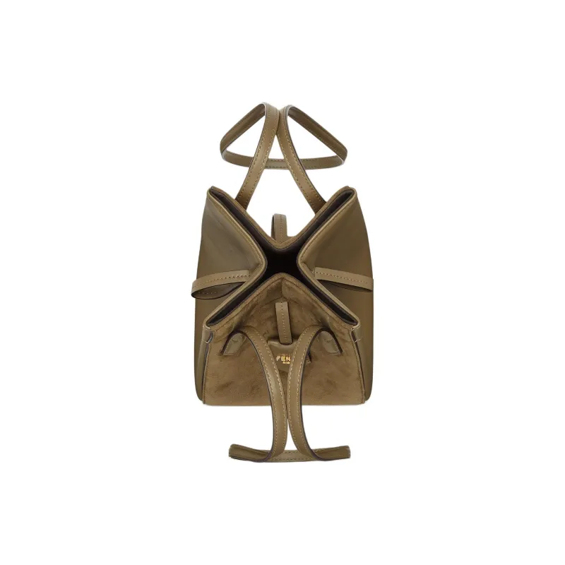 FENDI Suede With Calfskin Bucket Bag, Handbag, Shoulder Bag Women's Army Green-3