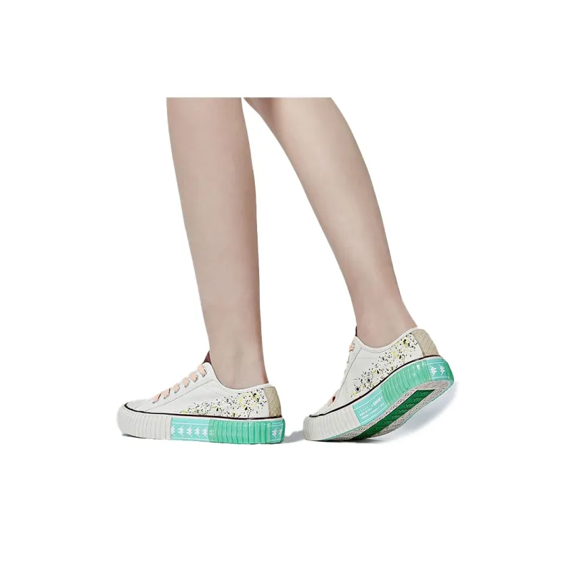 Kappa Anti Slip Wear Resistant Low Top Skateboard Shoes Unisex Feather White-4