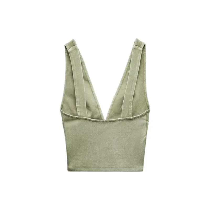 ZARA Tank Tops Women's Green-1