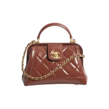 CHANEL Lambskin Handbag, Shoulder Bag, Doctor Bag Women's Brown