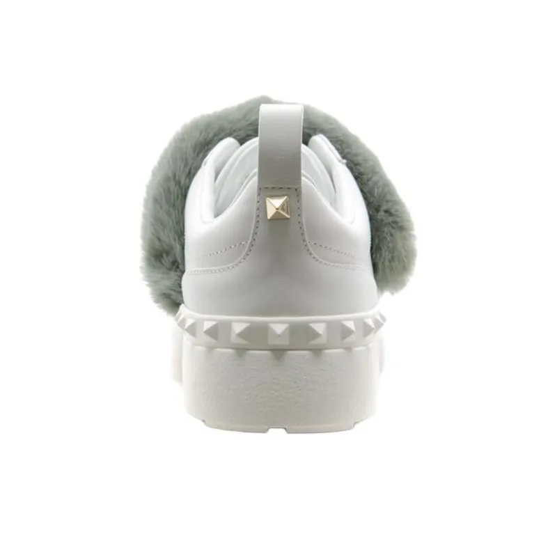 Valentino Rockstud Low Top Skateboard Shoes Women's White-4