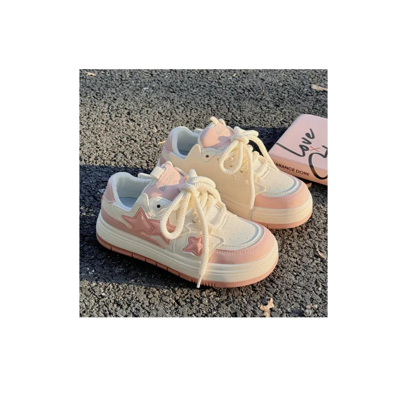 Miss Zhang Cushioned Wear-Resistant Lightweight Height Increasing Low-Top Skateboard Shoes Women's Greige-15