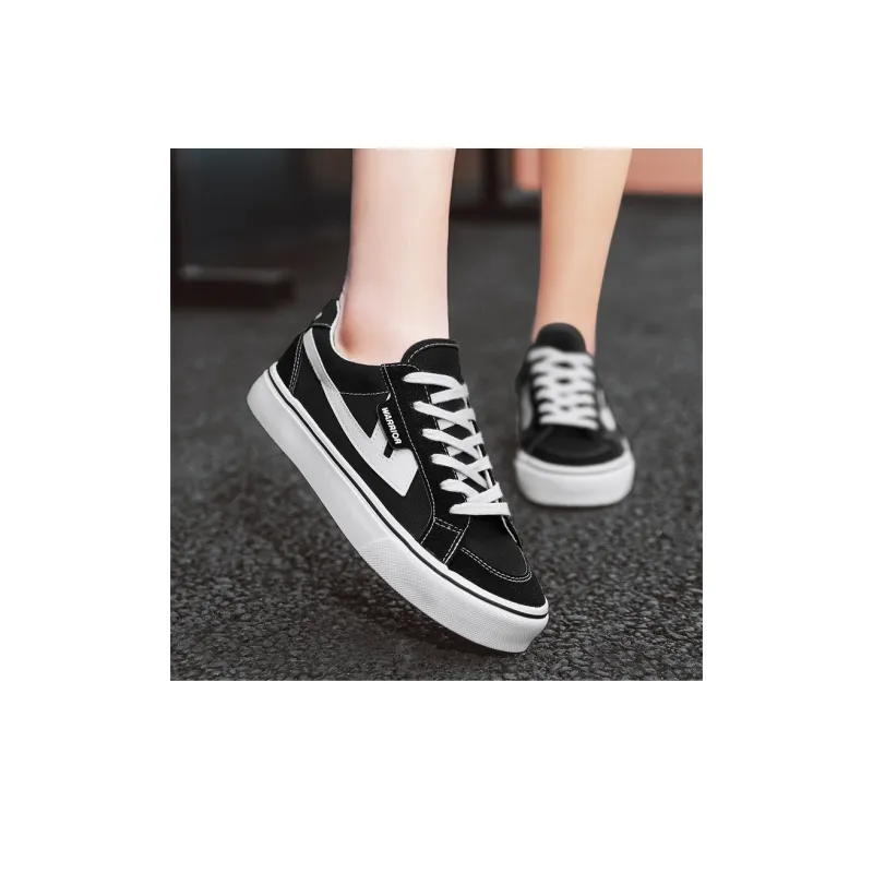 Warrior Slip Resistant, Abrasion Resistant, Lightweight Low Top Canvas Shoes Unisex Black White-12