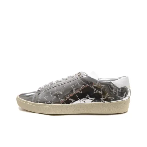 SAINT LAURENT Court Classic Low-Top Skateboard Shoes Men's Silver