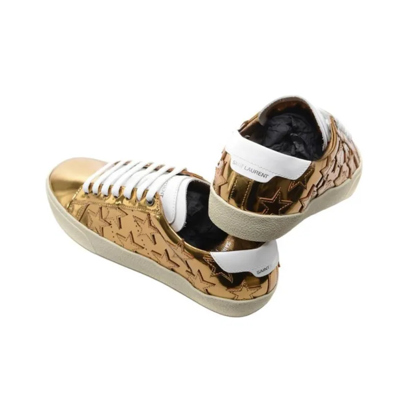 SAINT LAURENT Low Top Skateboard Shoes Women's Gold-5