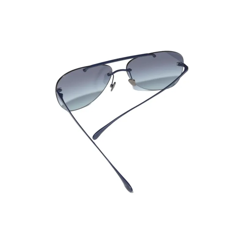 CHANEL Titanium Aviator Sunglasses Unisex Blue-5