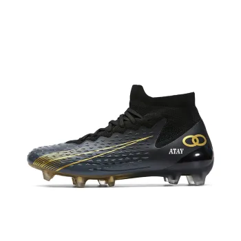 ATAY AG Rubber Short Studs TF Rubber Broken Studs Anti-Slip Wear-Resistant Soccer Shoes Unisex Black Gold