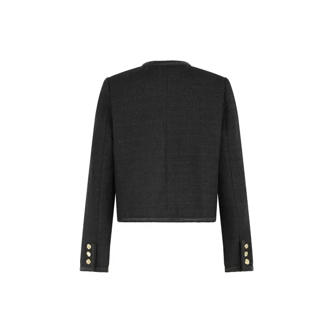 MEIYANG Cropped Coat Women's Elegant Black-1