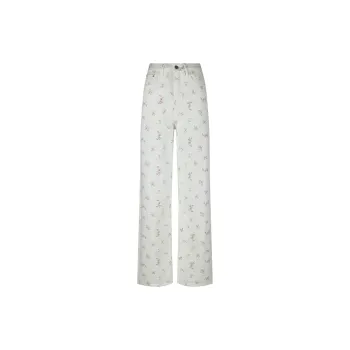 Wen Shan Jeans Women's Floral White