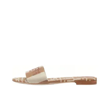 FENDI Signature Slide Slippers Women's Beige