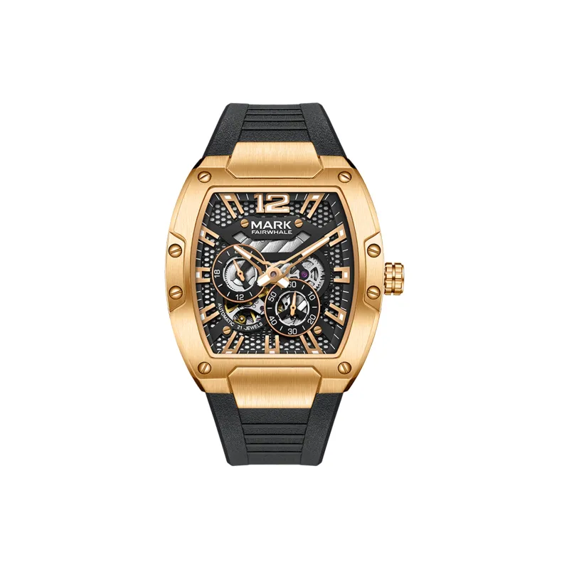 FAIRWHALE Automatic Mechanical Movement Silicone Strap Watch Unisex Black Dial-6