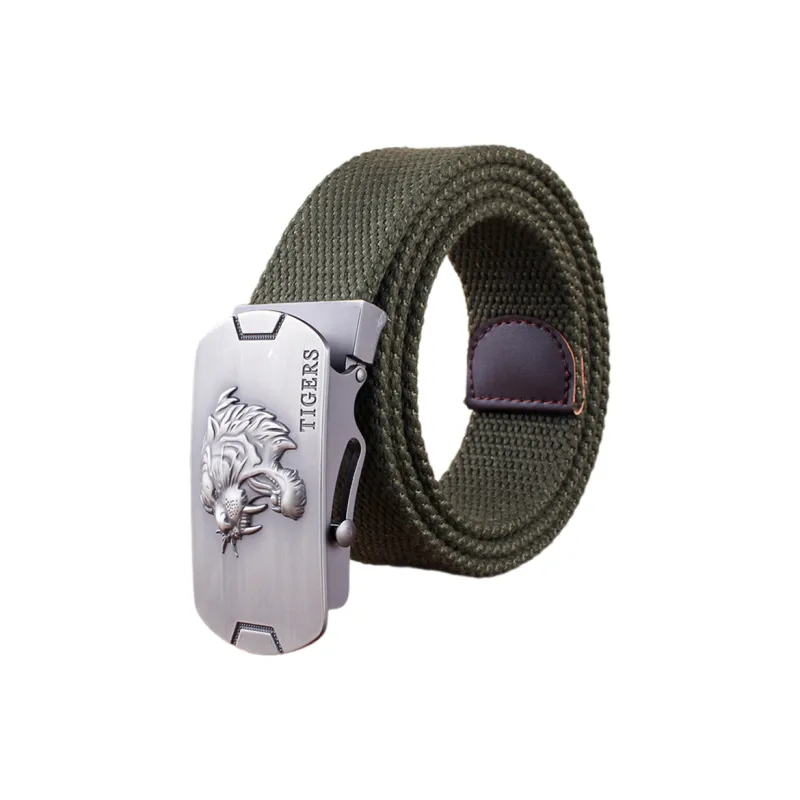 Mulinsen Solid Color Dominant Tiger Head Smooth Buckle Canvas Outdoor Roller Skate Belts Unisex Width 3.8-1