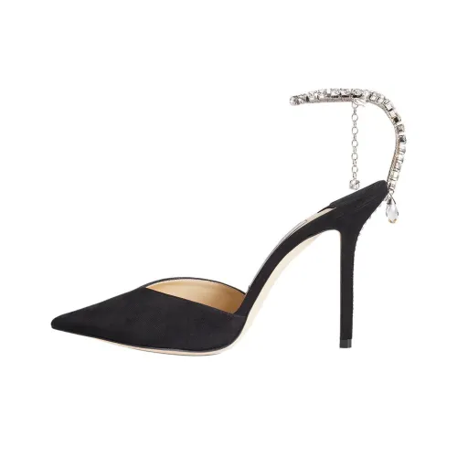 Jimmy Choo Saeda 100mm Pump Crystal Embellished Black Suede