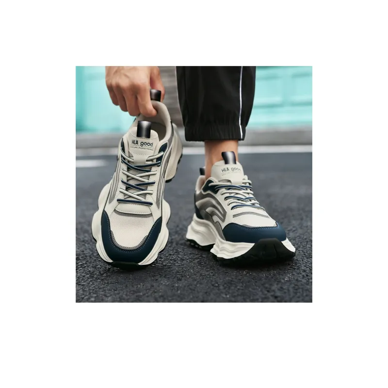 HLA Trendy Patchwork Breathable Casual Athletic Shoes Wear-Resistant Height Increasing Chunky Sneakers Men's-20