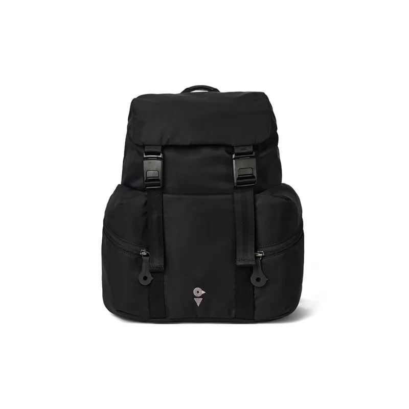 Venque Fabric Backpack Medium Size Unisex Black/Beige/Gray Green-4