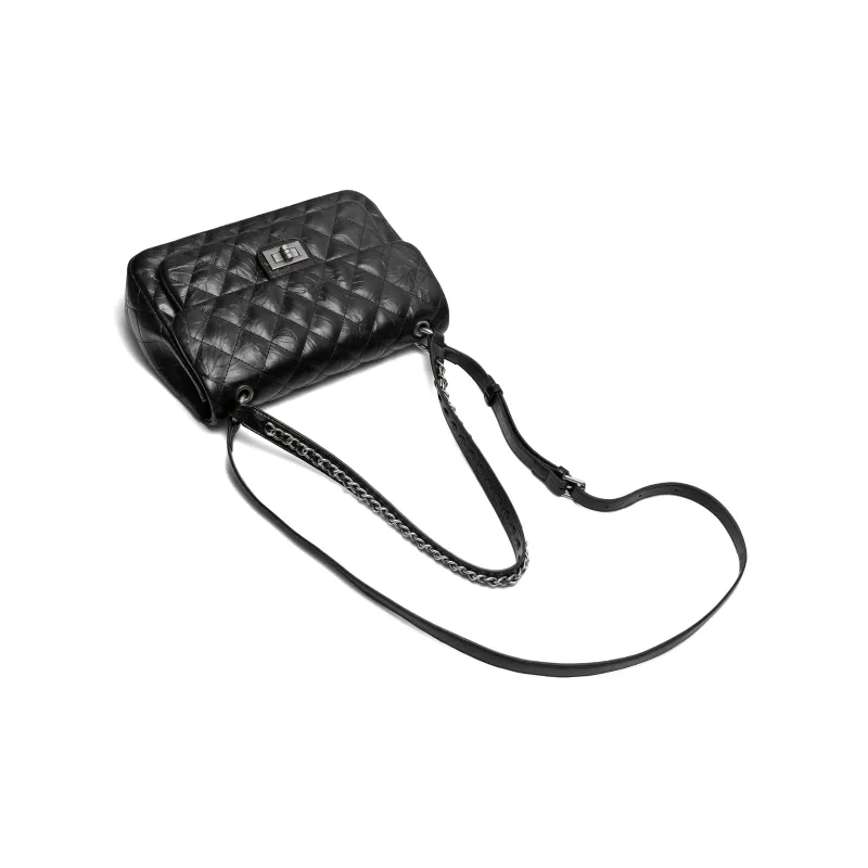 BELLE Artificial Leather Shoulder Bag Medium Size Women's Black-3